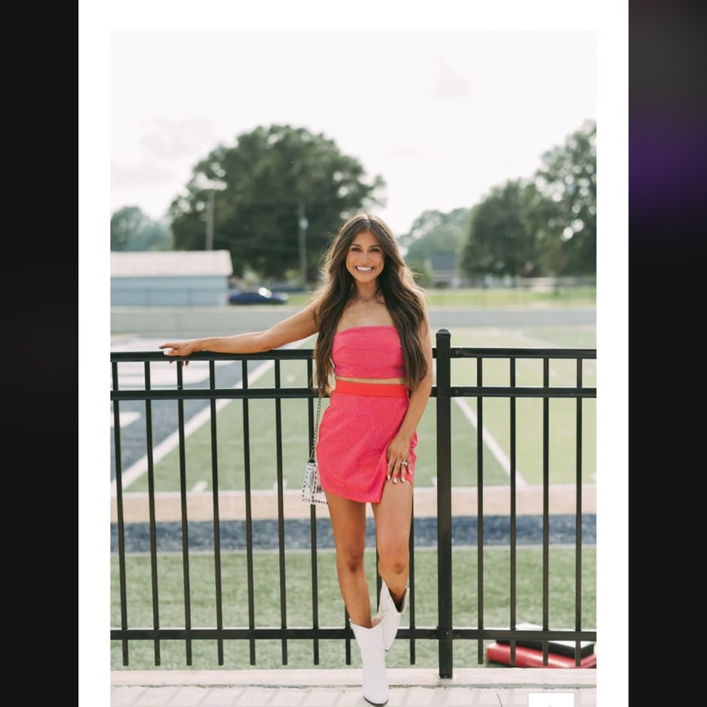 Shop These Three, Red Rhinestone, Crop Top and Skirt